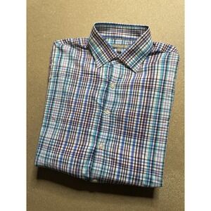 Peter‎ Millar Summer Comfort Button Shirt Nylon Men's 2XL Multicolor Plaid Peppy